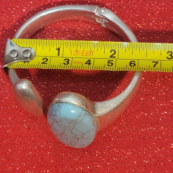 Robert Lee Morris (RLM) Hinged Bangle Soho Turquoise Silver Plate Bracelet - Picture 12 of 13